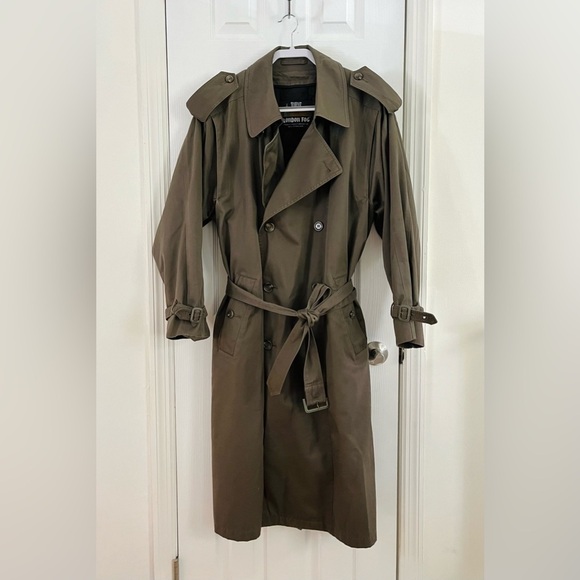Towne by London Fog Size 40 Short Dark Olive Trenchcoat - Picture 1 of 10